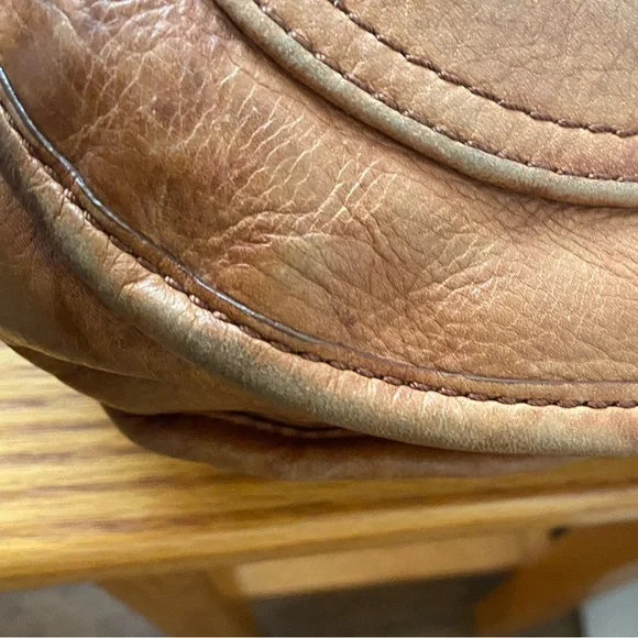 FRYE Campus Rivet Brown Antiqued Crinkled Leather Crossbody Purse - Picture 9 of 16